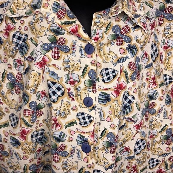 1X VINTAGE SEPARATE ISSUE TEDDY BEAR SLEEVELESS TOP GRANNYCORE - Picture 2 of 10